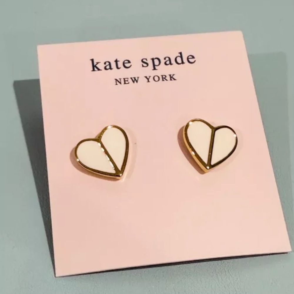 kate spade Light Pink with Gold Outline Heart Shaped Post Earrings - Picture 3 of 4